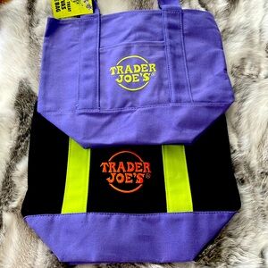 NWT Limited Edition 2 Trader Joe's Purple and Black Mini Tote Bags